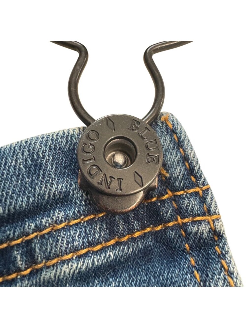 Indigo Blue 90's Style Distressed Navy Denim Y2K Dungarees Streetwear Overalls L - Picture 11 of 14